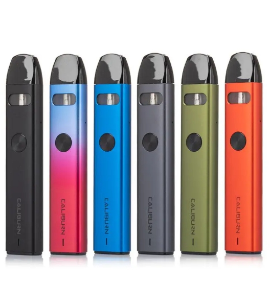 Uwell Caliburn A2 pod system showcasing its lightweight design, 520mAh battery, and refillable 2mL pod for MTL vaping.