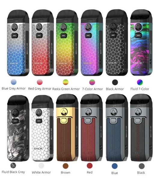 SMOK Nord 4 pod mod device with adjustable airflow, 2000mAh battery, and large 4.5mL refillable pod capacity.